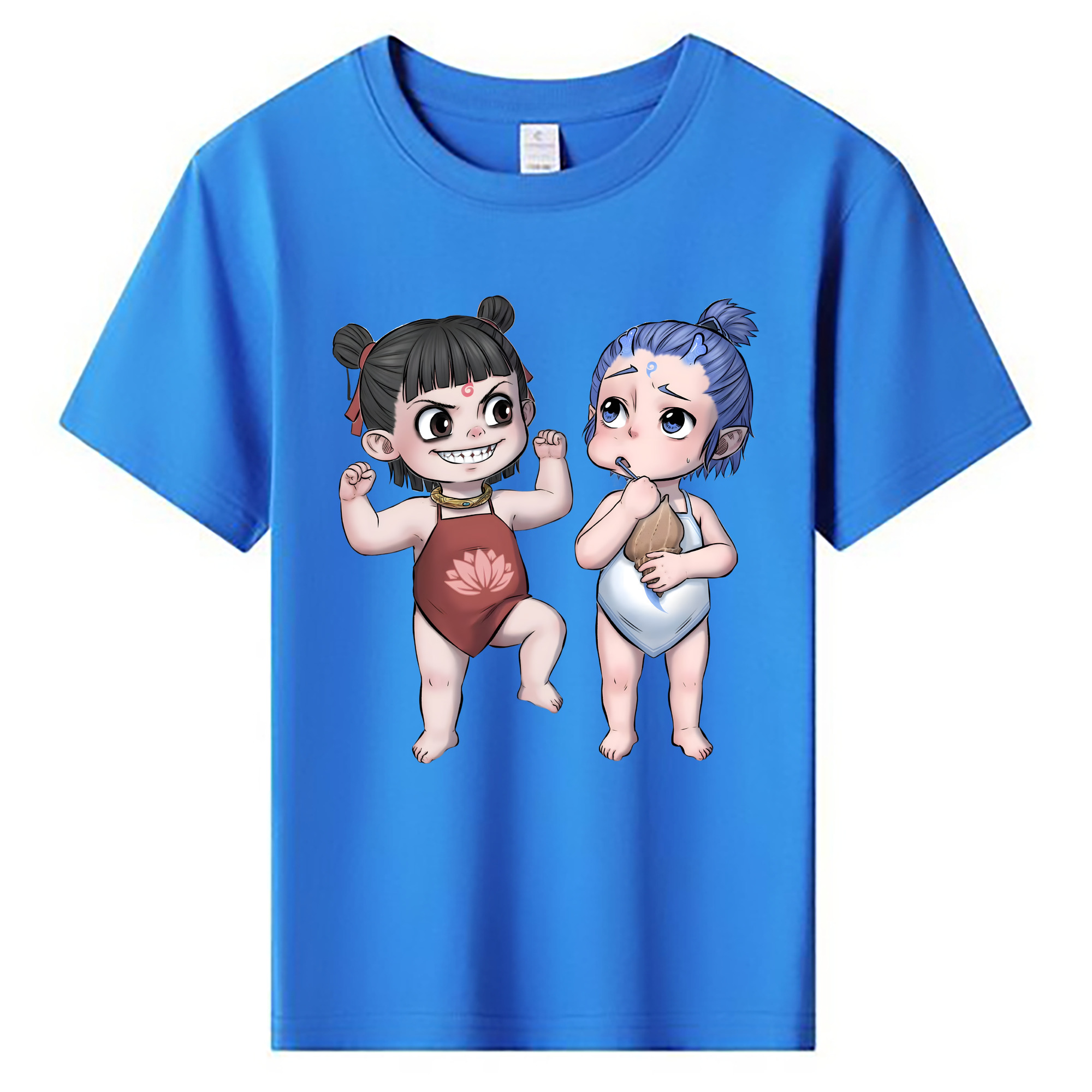 （画像用） Ne Zha 2 ナタ 魔童の大暴れ 綿100％キッズTシャツ（フロントプリント）